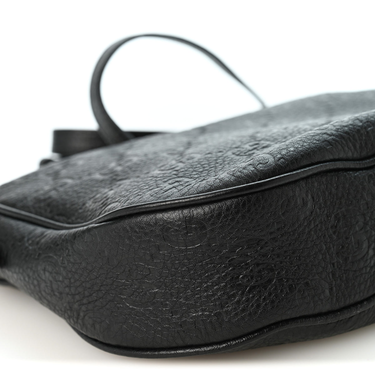 Gucci GG Grainy Calfskin Emblem Small Half Moon Shoulder Bag Black 9 of 10
