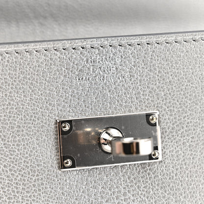 Hermes Metallic Chevre Chamkilight Kelly Wallet To Go Argent 7 of 11