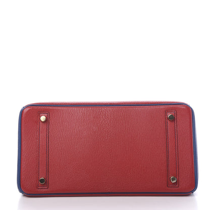 Hermes Chevre Mysore Horseshoe Birkin 30 Rouge Casaque Bleu Brighton 5 of 41