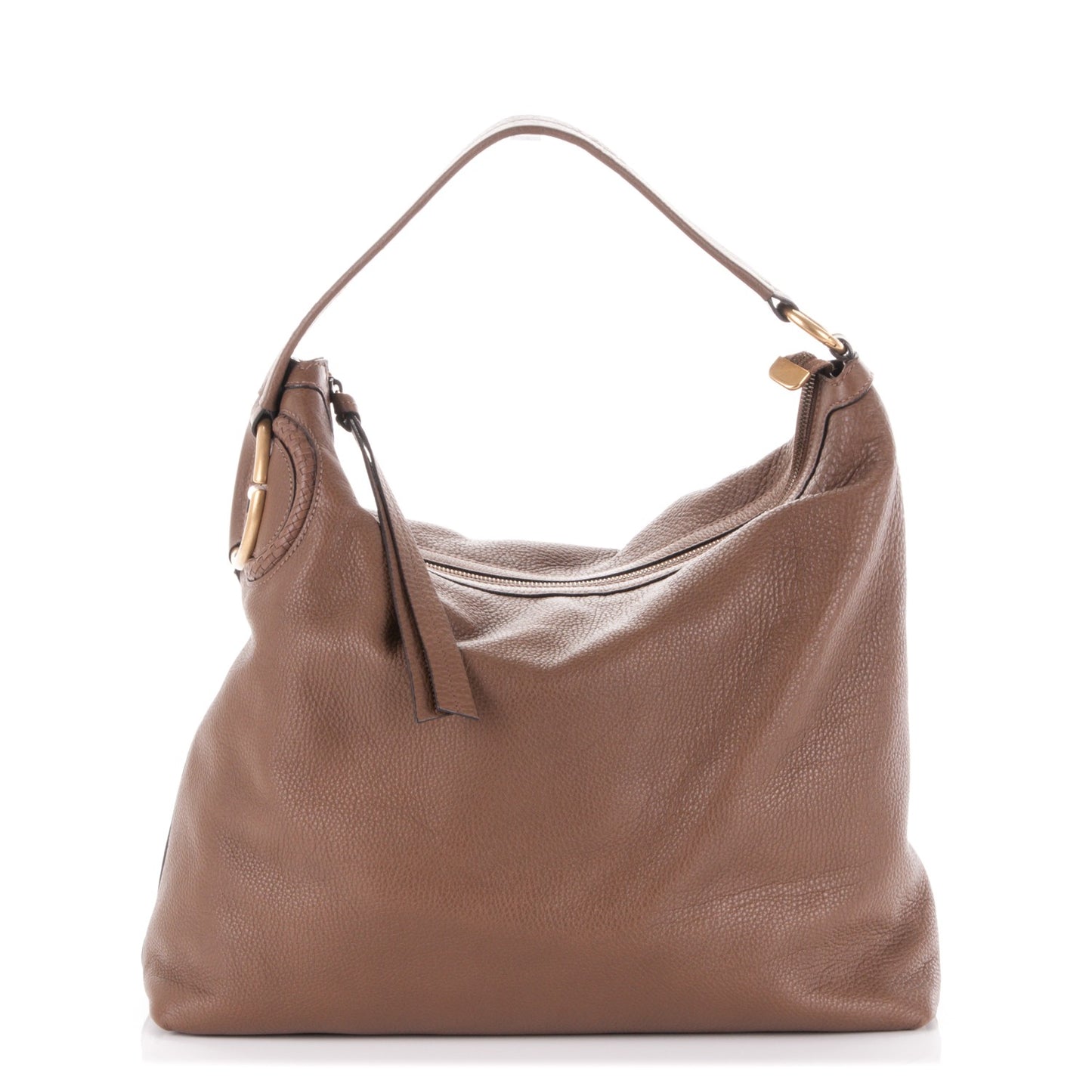Pebbled Calfskin Twill Hobo Brown