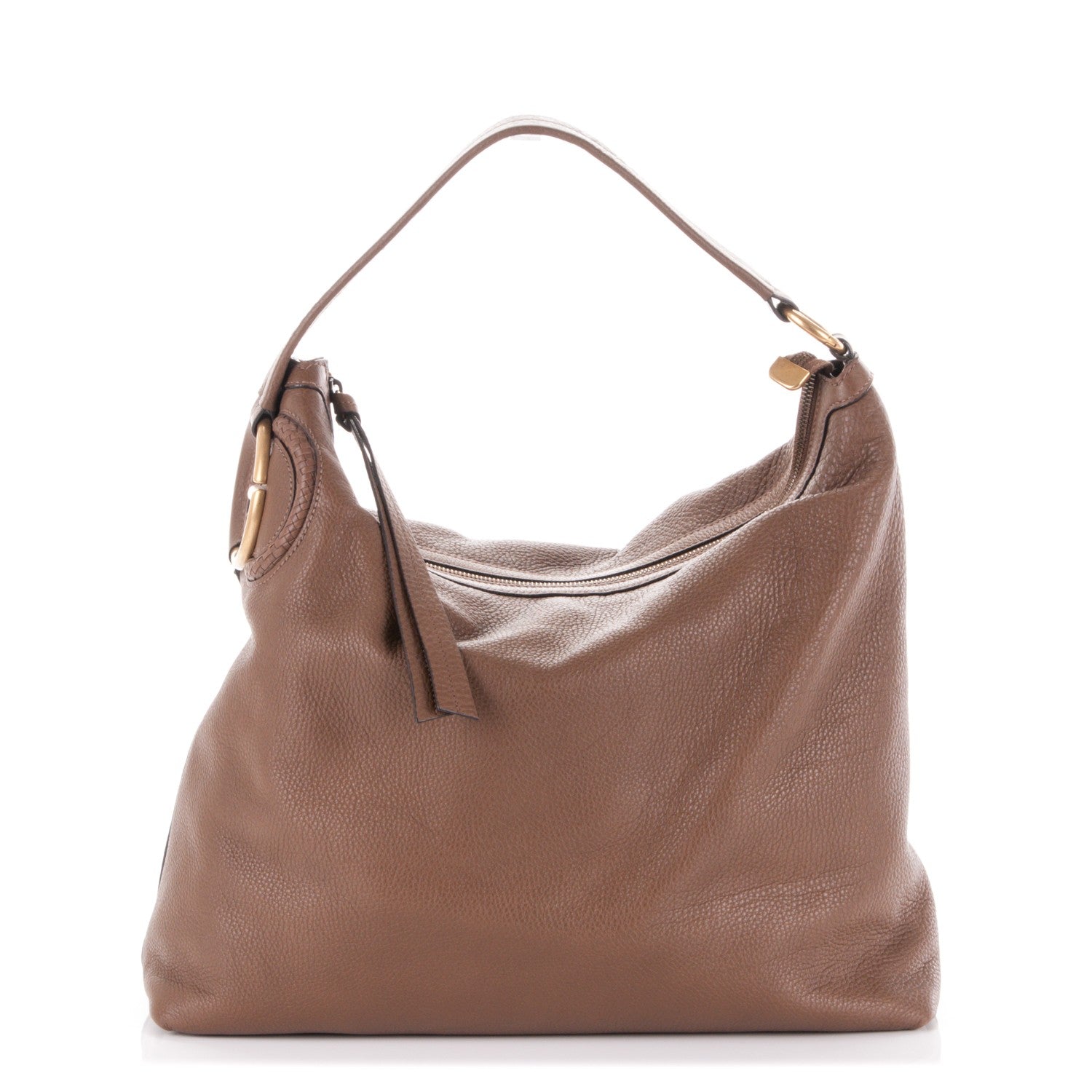 Gucci Pebbled Calfskin Twill Hobo Brown 1 of 7