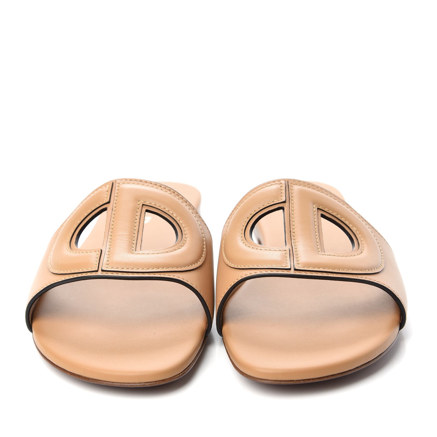 Calfskin D-Club Mule Sandal 38.5 Natural