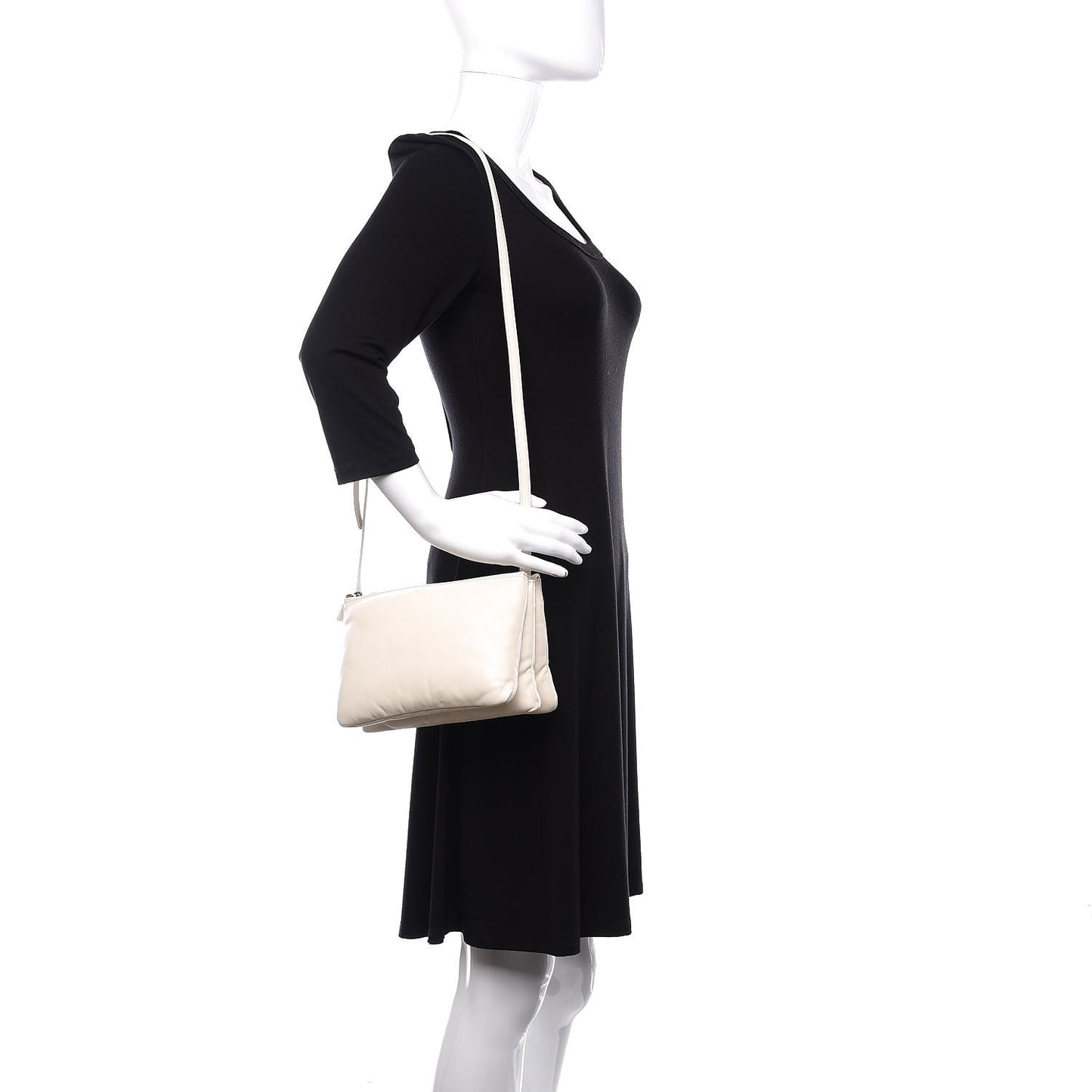 Goatskin Large Pillow Trio Crossbody Bag White