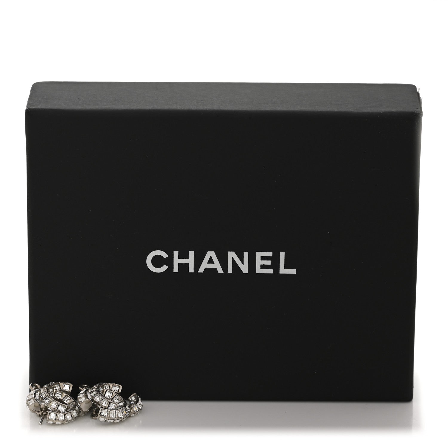 Chanel Baguette Crystal CC Drop Earrings Silver 5 of 5
