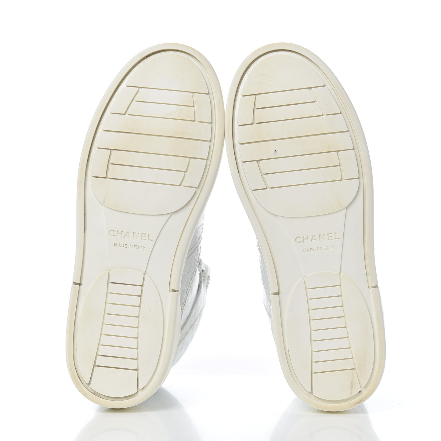 Calfskin Crocodile Embossed Cocodile High Top Sneakers 36 White