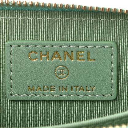 Chanel Lambskin Quilted Zip Around Coin Purse Wallet Light Green 6 of 7