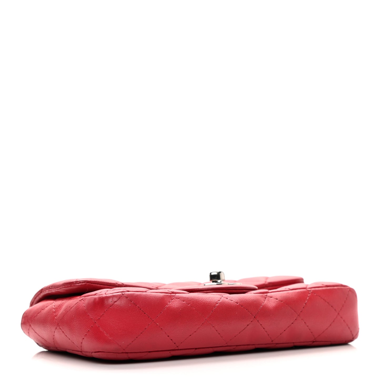 Lambskin Quilted Extra Mini Rectangular Flap Red
