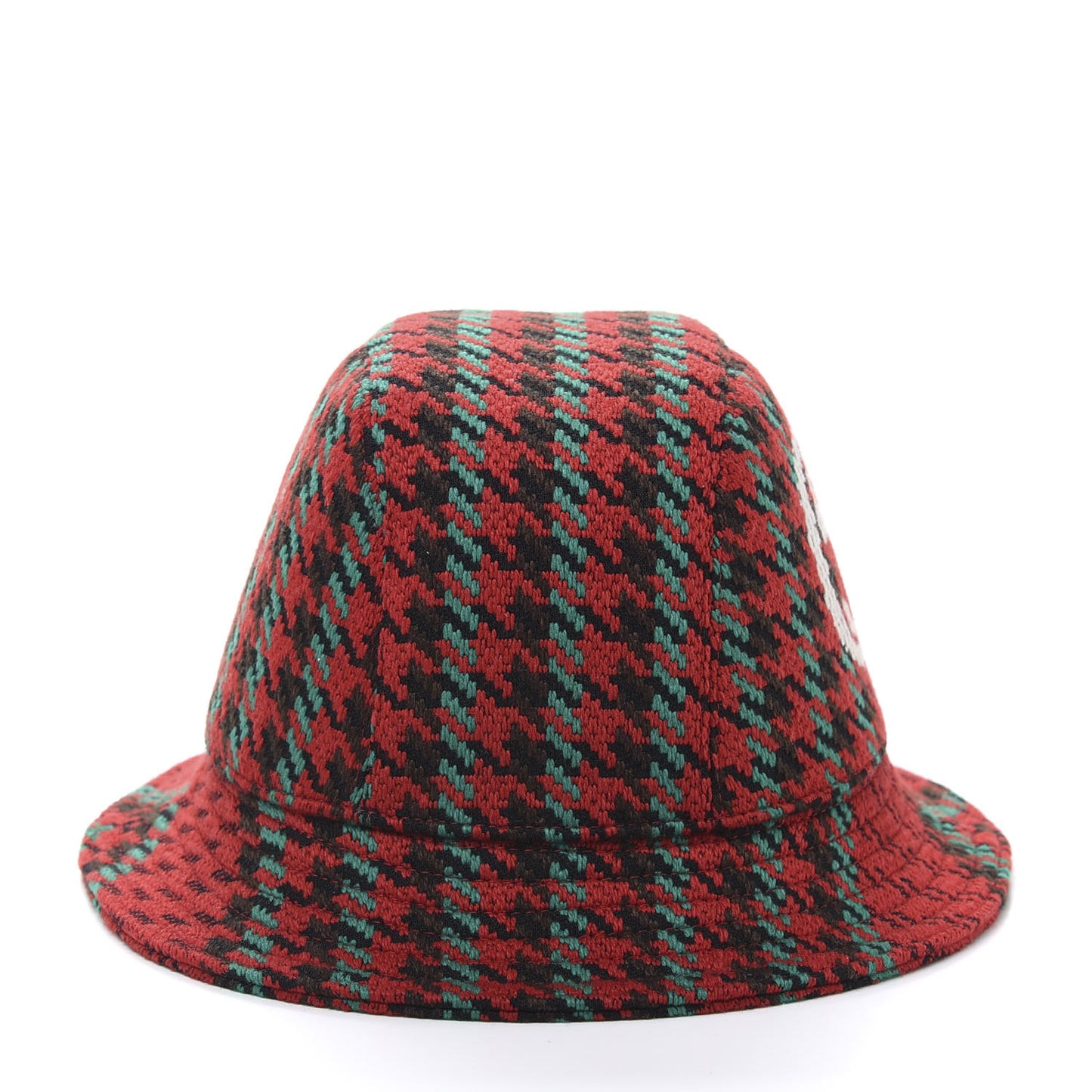Tweed Wool Houndstooth Interlocking G Bucket Hat S Red Green