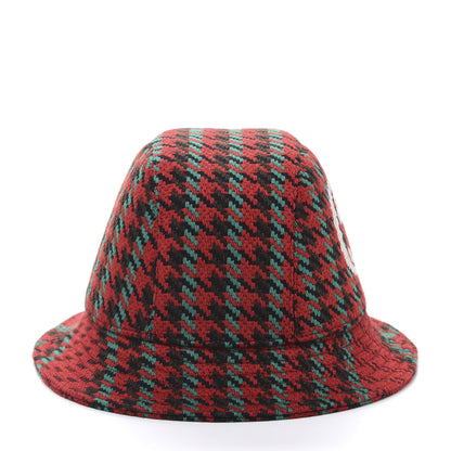 Gucci Tweed Wool Houndstooth Interlocking G Bucket Hat S Red Green 5 of 11