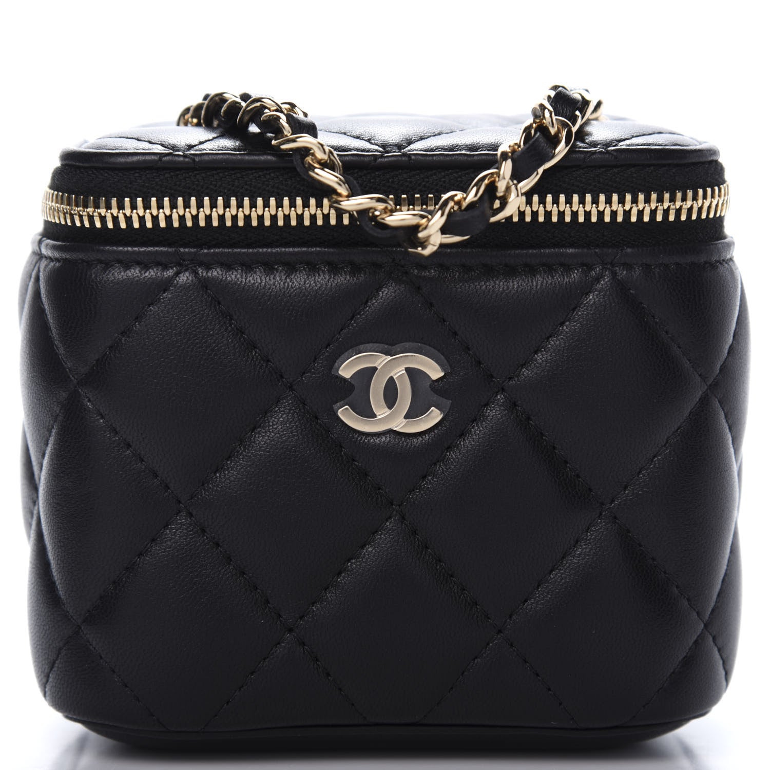 Chanel Lambskin Quilted Mini Vanity Case With Chain Black 10 of 11