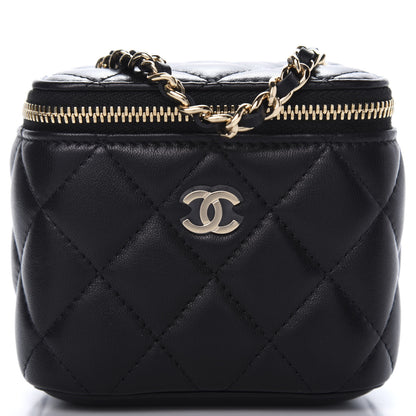 Chanel Lambskin Quilted Mini Vanity Case With Chain Black 10 of 11