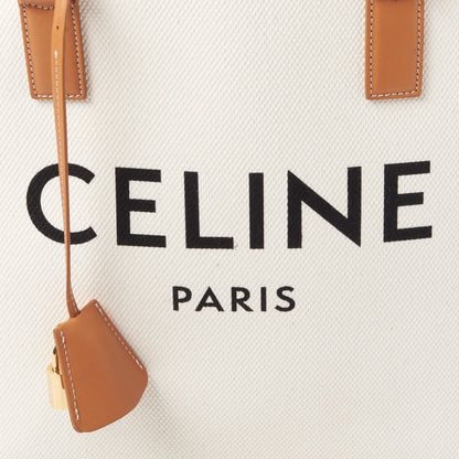 Celine Canvas Calfskin Logo Print Small Horizontal Cabas Natural Tan 7 of 10