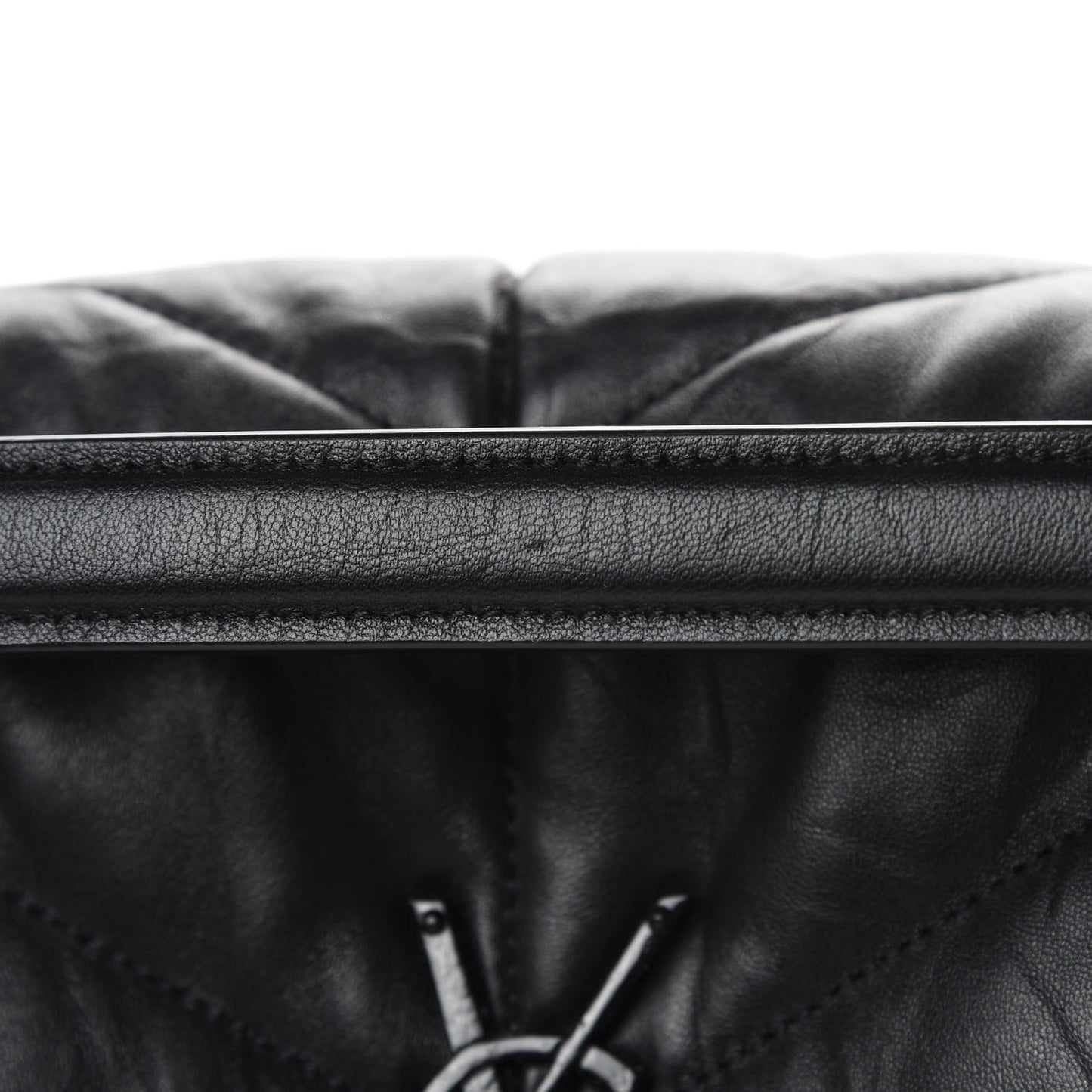 Lambskin Quilted Medium Loulou Puffer Monogram Chain Satchel Black