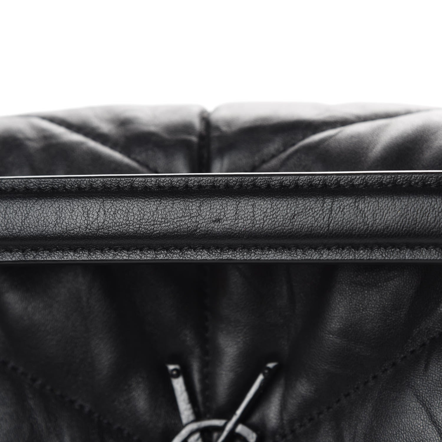 Saint Laurent Lambskin Quilted Medium Loulou Puffer Monogram Chain Satchel Black 11 of 11