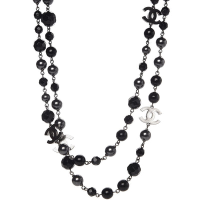 Chanel Ruthenium Beaded CC Long Necklace Black 1 of 6
