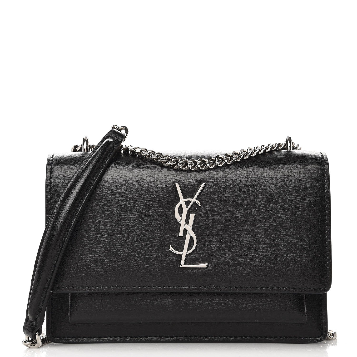 Saint Laurent Calfskin Monogram Sunset Chain Wallet Black 1 of 7