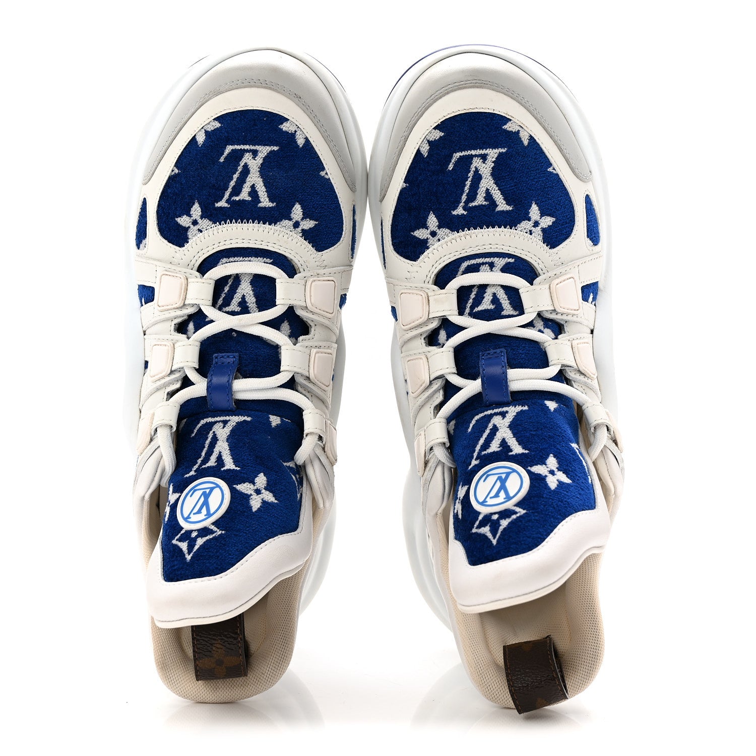 Louis Vuitton Jacquard Velvet Monogram LV Archlight Sneakers 37 White Blue 5 of 10
