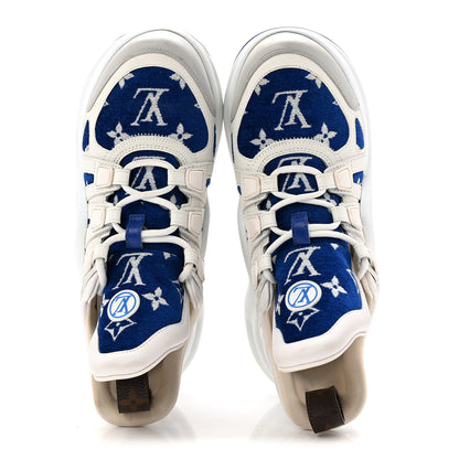 Louis Vuitton Jacquard Velvet Monogram LV Archlight Sneakers 37 White Blue 5 of 10