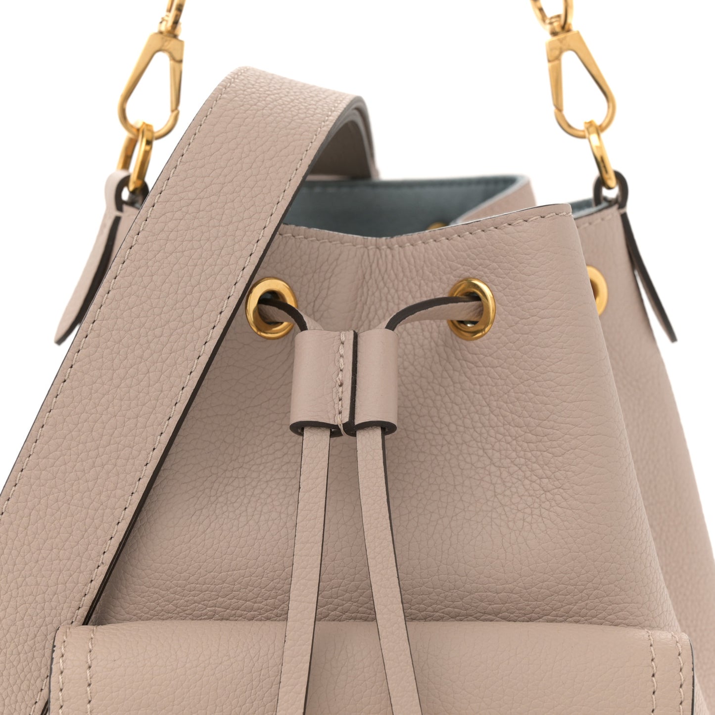 Calfskin Lockme Bucket MM Greige
