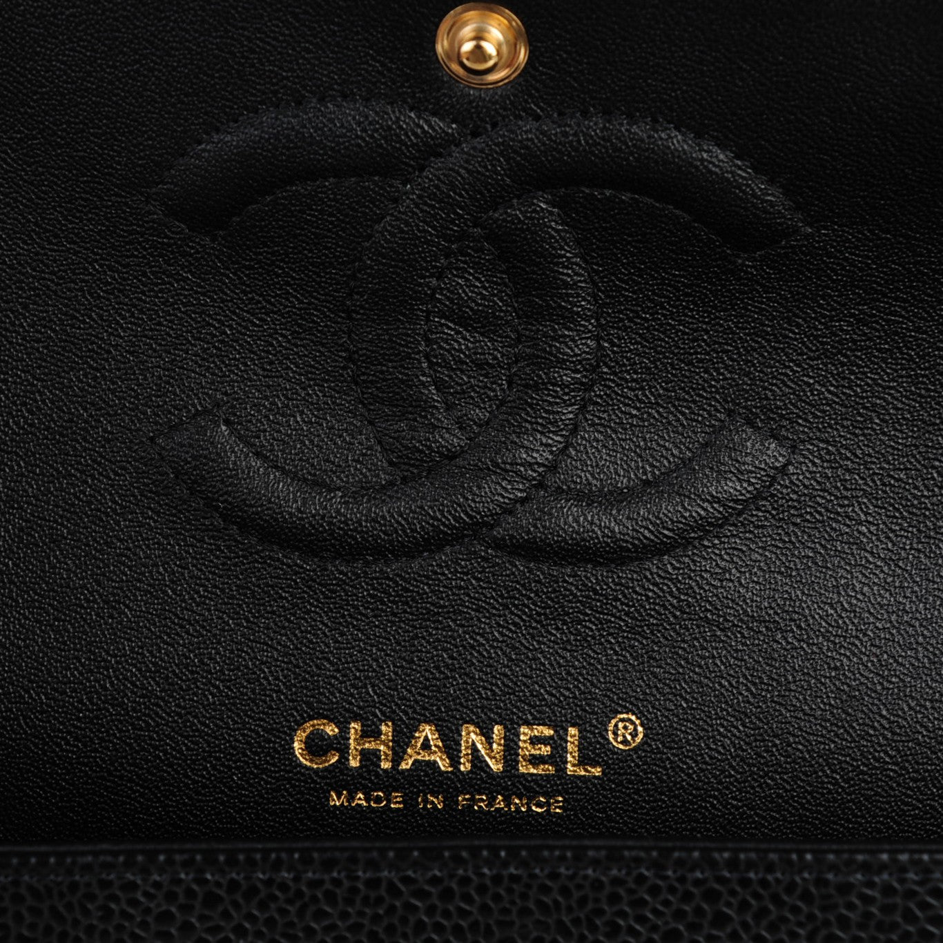 Caviar Quilted Medium Double Flap Black