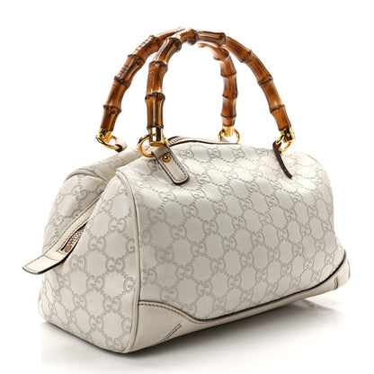 Gucci Guccissima Bamboo Top Handle Boston Bag Off White 3 of 11