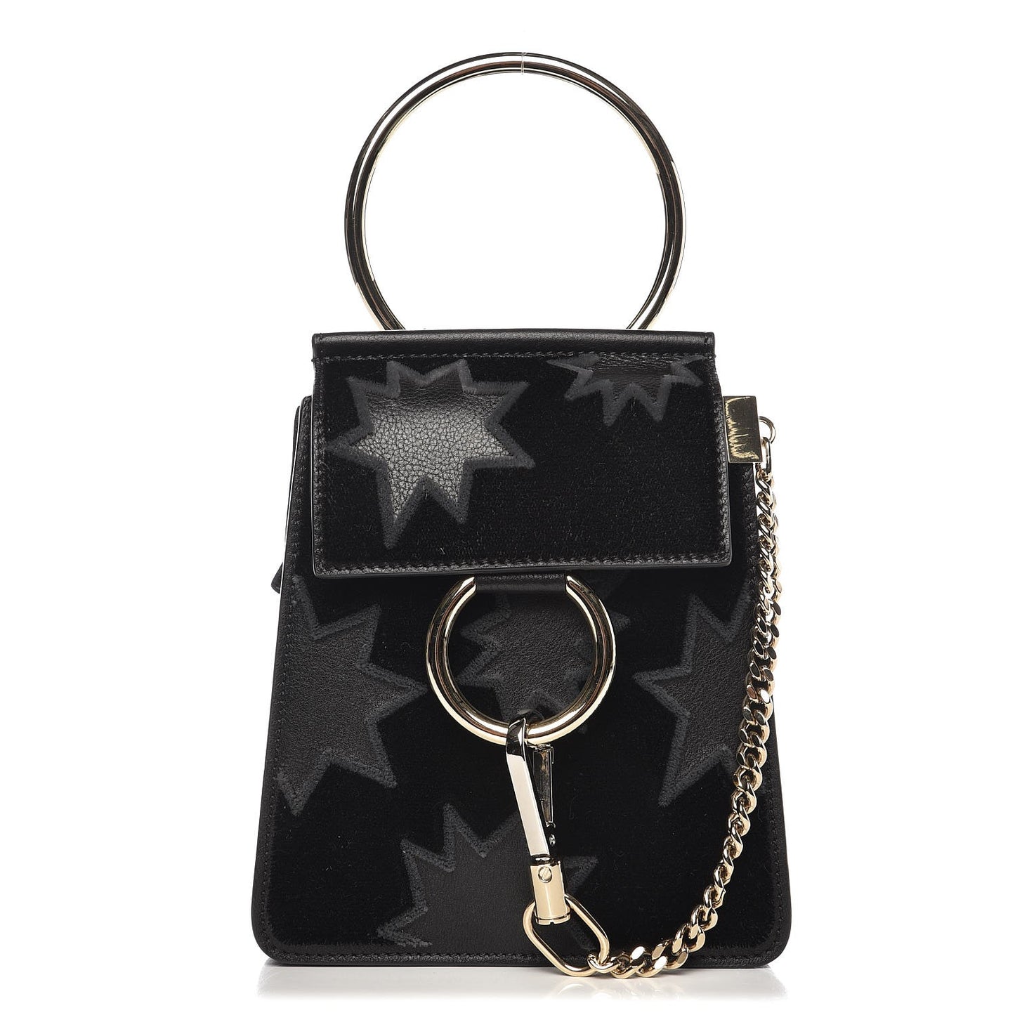 Velvet Calfskin Star Mini Faye Bracelet Bag Black