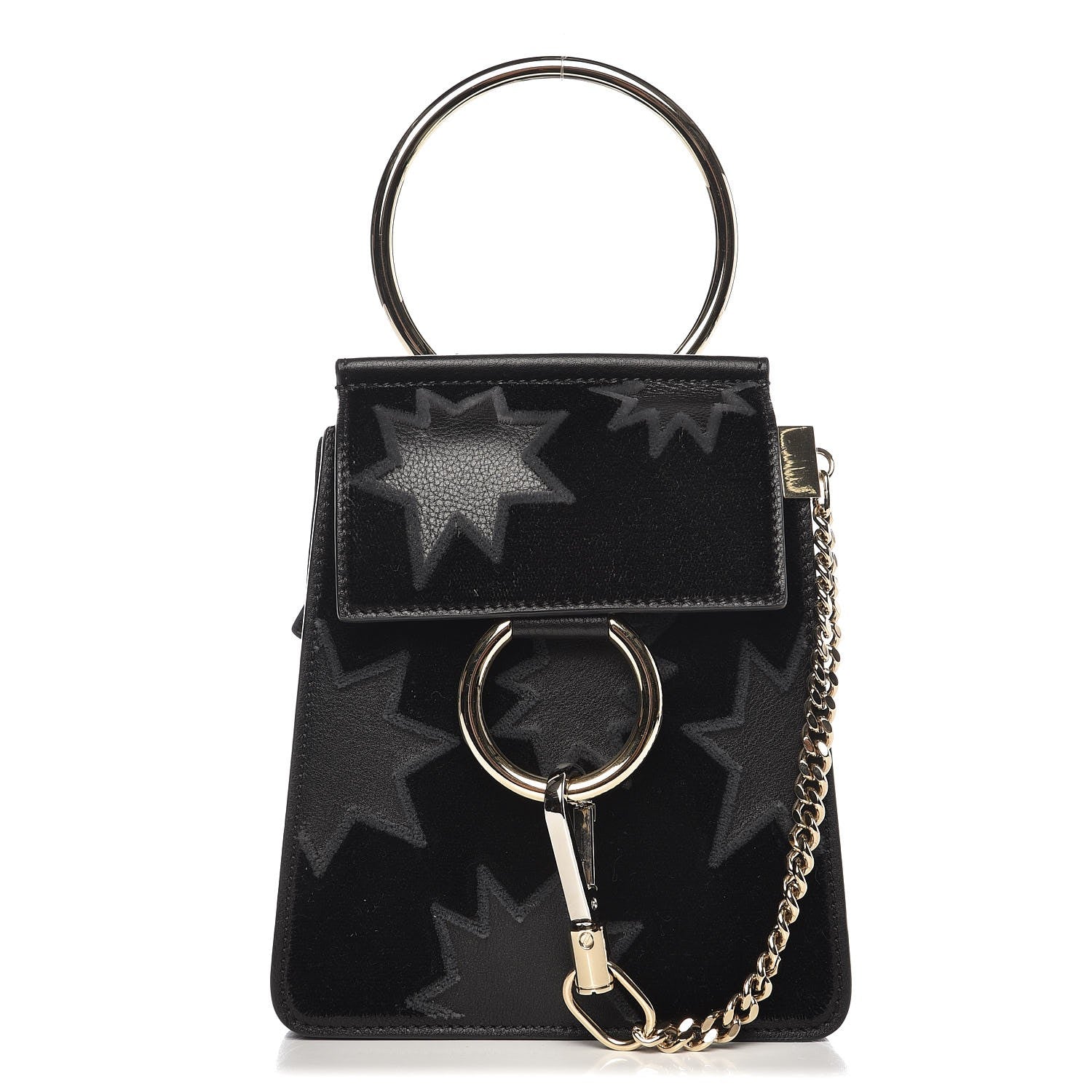 Chloe Velvet Calfskin Star Mini Faye Bracelet Bag Black 1 of 6