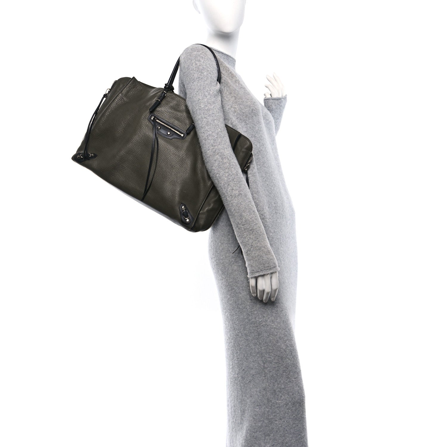 Balenciaga Supple Calfskin Papier A4 Zip Around Tote Green Black 2 of 10