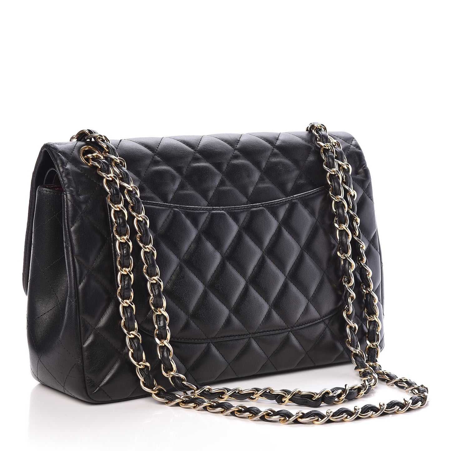 Lambskin Quilted Jumbo Double Flap Black