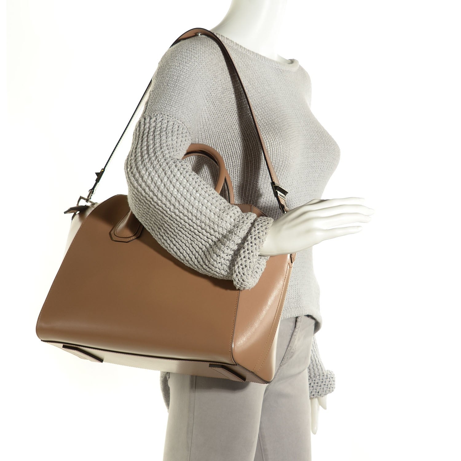 Givenchy Shiny Lord Calfskin Medium Antigona Dark Beige 2 of 11