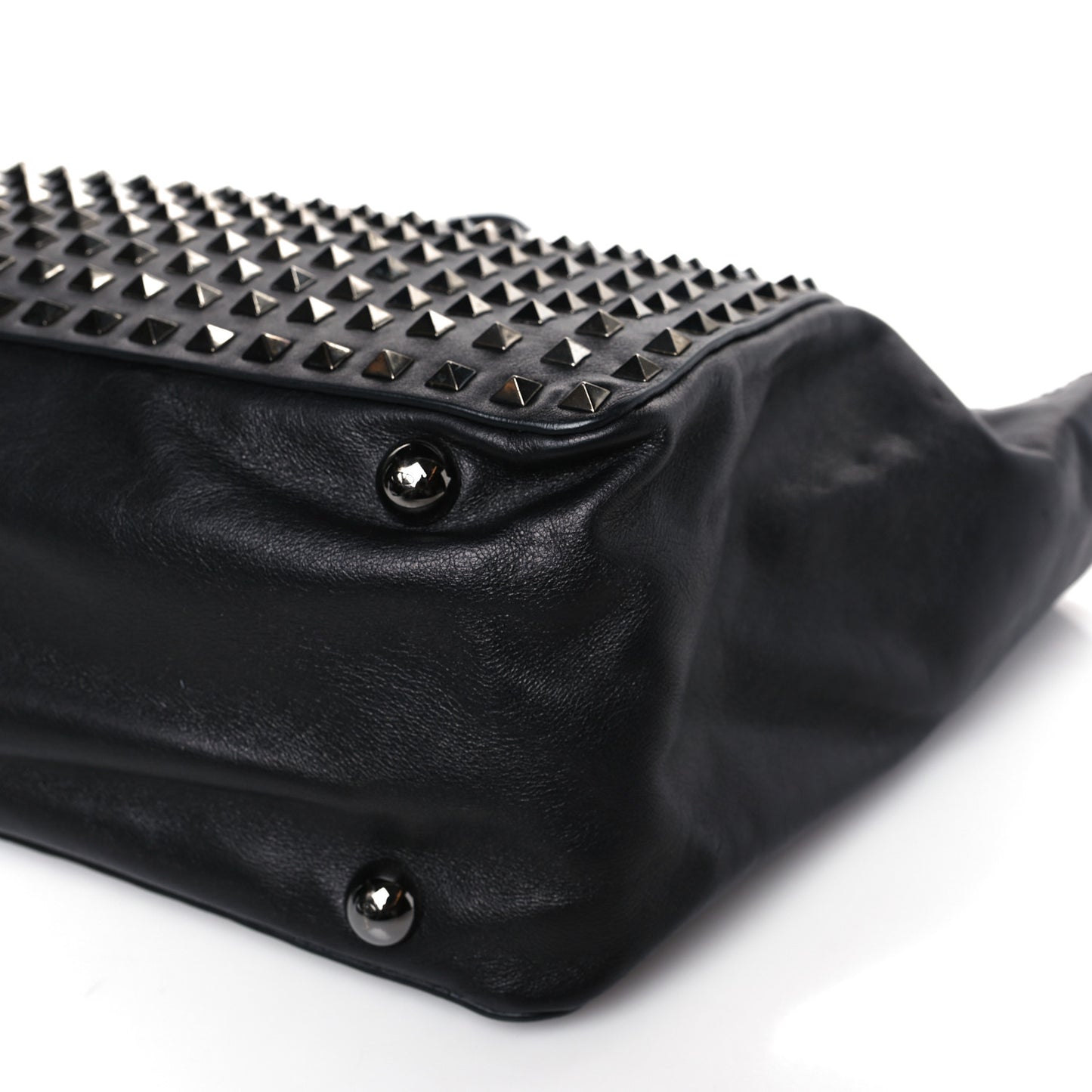 Vitello Medium Rockstud All Over Tote Black