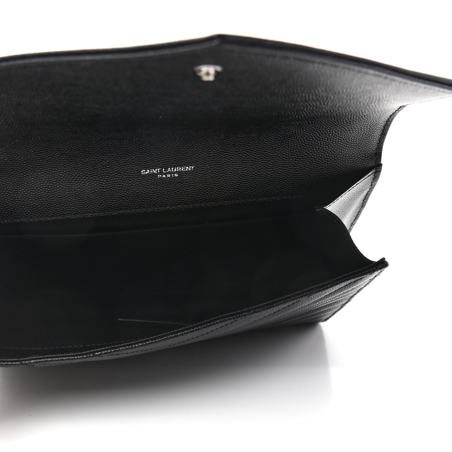 Grain De Poudre Matelasse Chevron Monogram Envelope Clutch Black