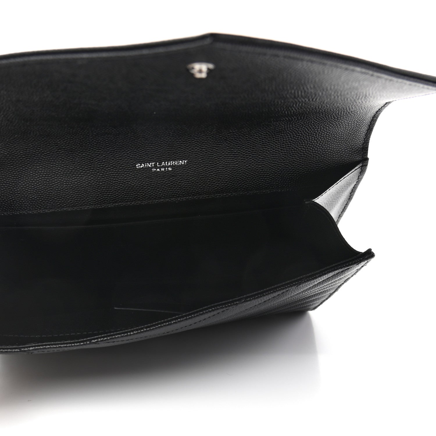 Saint Laurent Grain De Poudre Matelasse Chevron Monogram Envelope Clutch Black 5 of 7