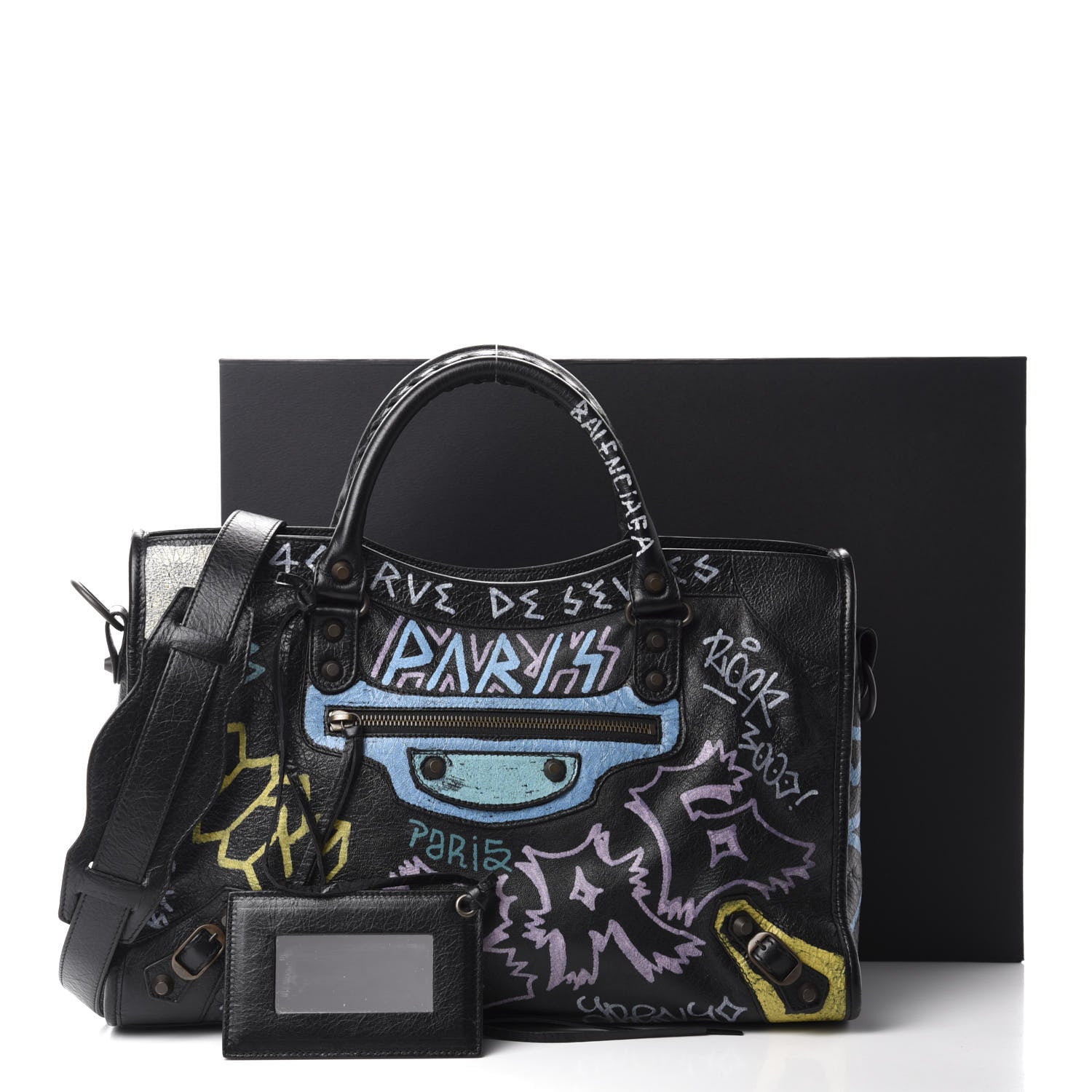 Balenciaga Agneau Graffiti All Over Classic Hardware City Black Multicolor 11 of 11