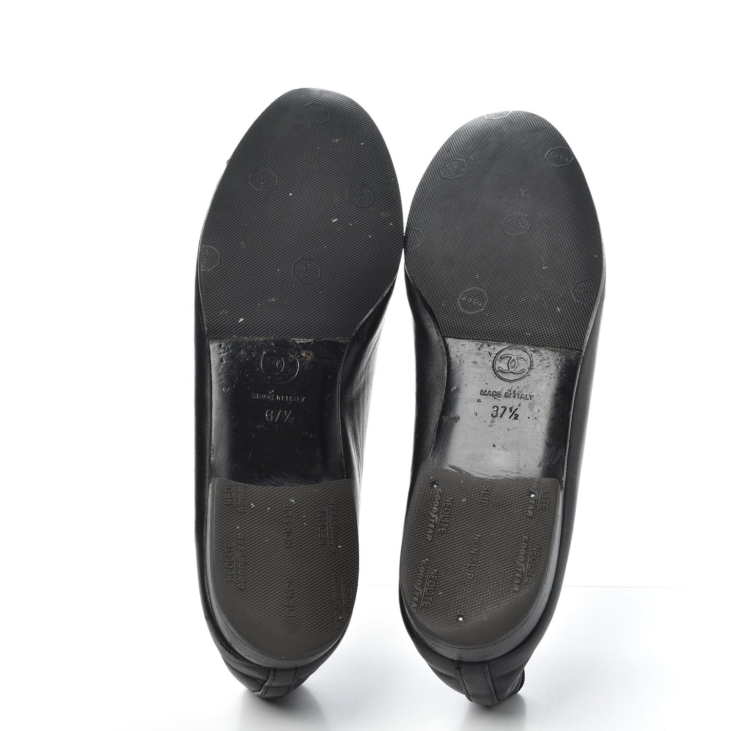 Chanel Lambskin Patent Cap Toe Ballerina Flats 37.5 Black 6 of 10