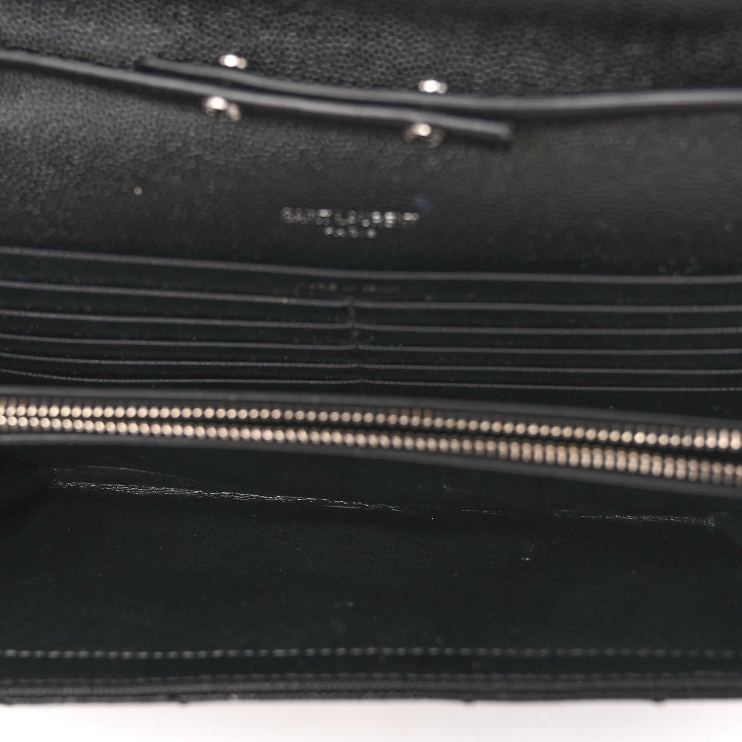Saint Laurent Grain De Poudre Matelasse Chevron Monogram Chain Wallet Black 5 of 9