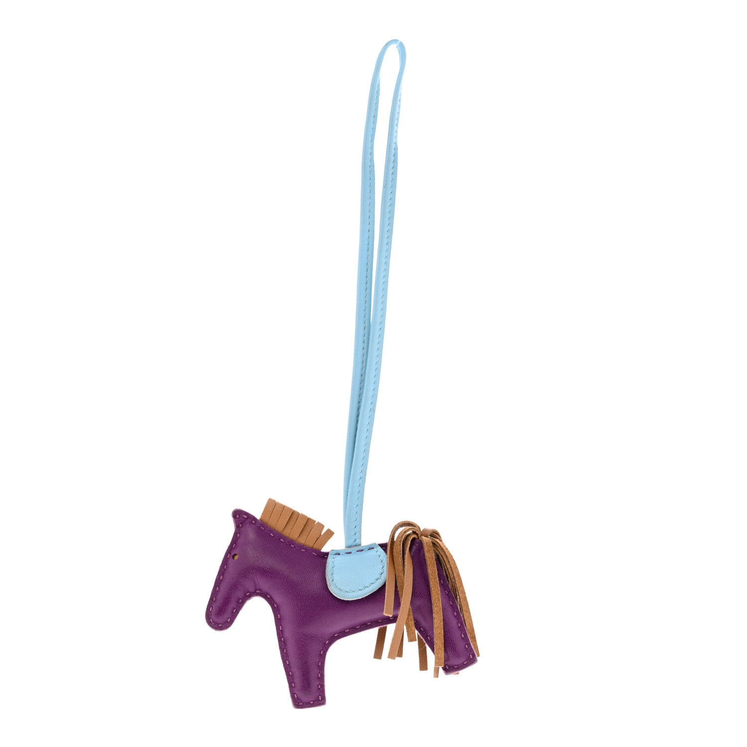 Hermes Milo Lambskin Grigri Rodeo Horse Bag Charm PM Violet Celeste Kraft 1 of 5