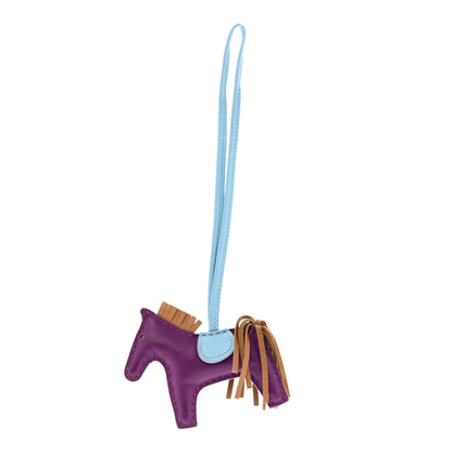 Hermes Milo Lambskin Grigri Rodeo Horse Bag Charm PM Violet Celeste Kraft 1 of 5