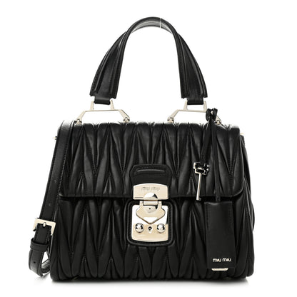 Miu Miu Nappa Matelasse Top Handle Tote Black 1 of 9