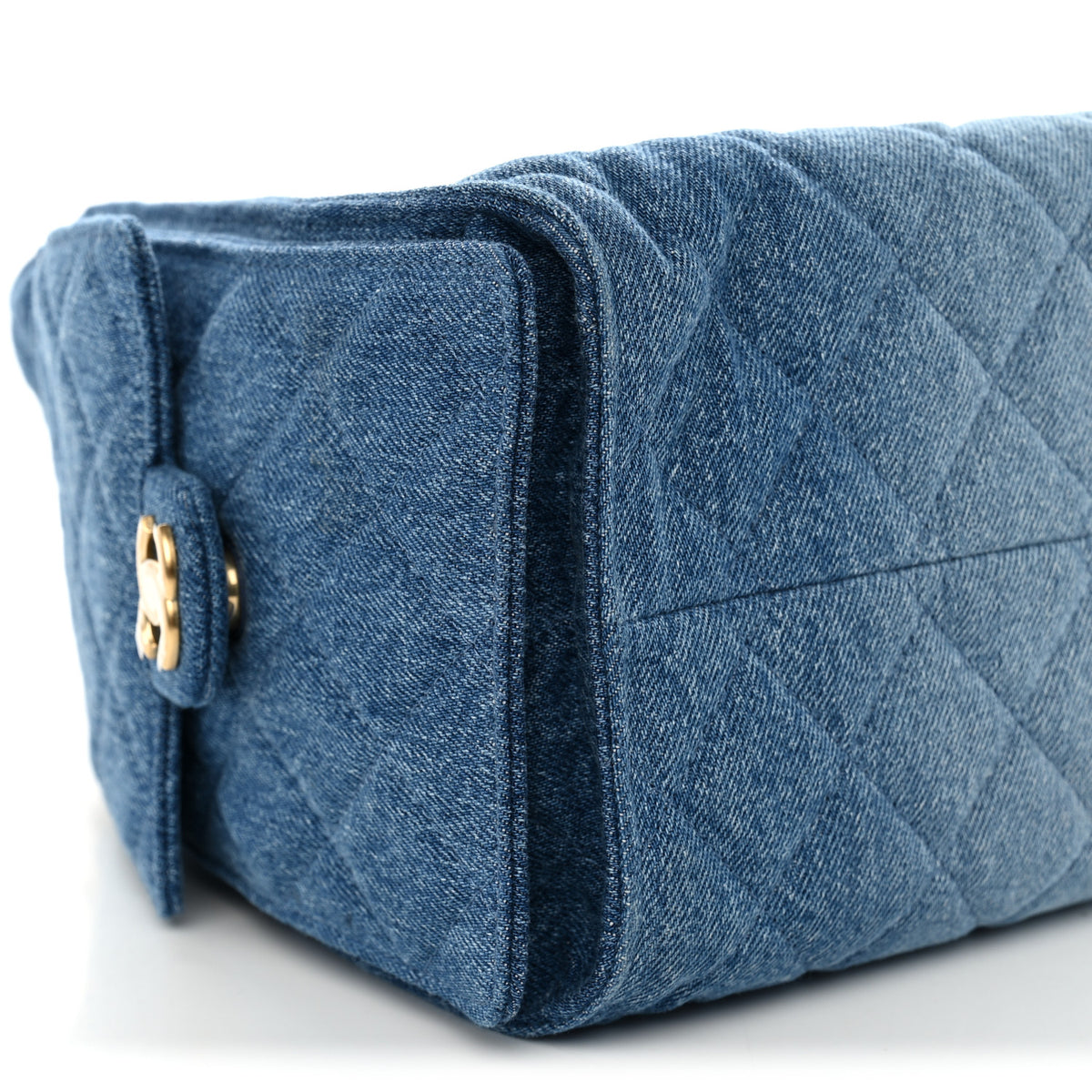 Washed Denim Quilted Small Chanel 25 Handbag Blue