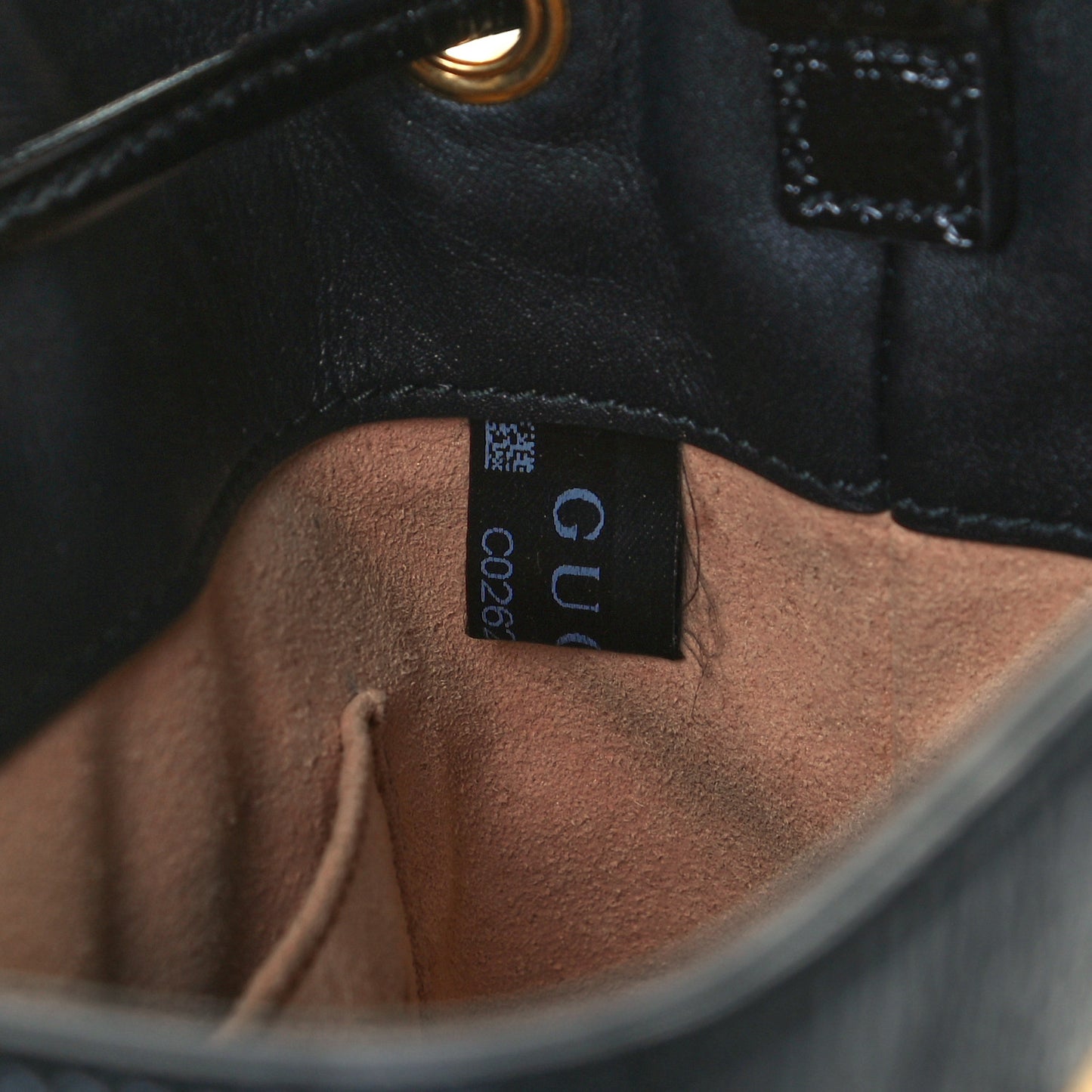 Suede Patent Web Small Ophidia Bucket Bag Black