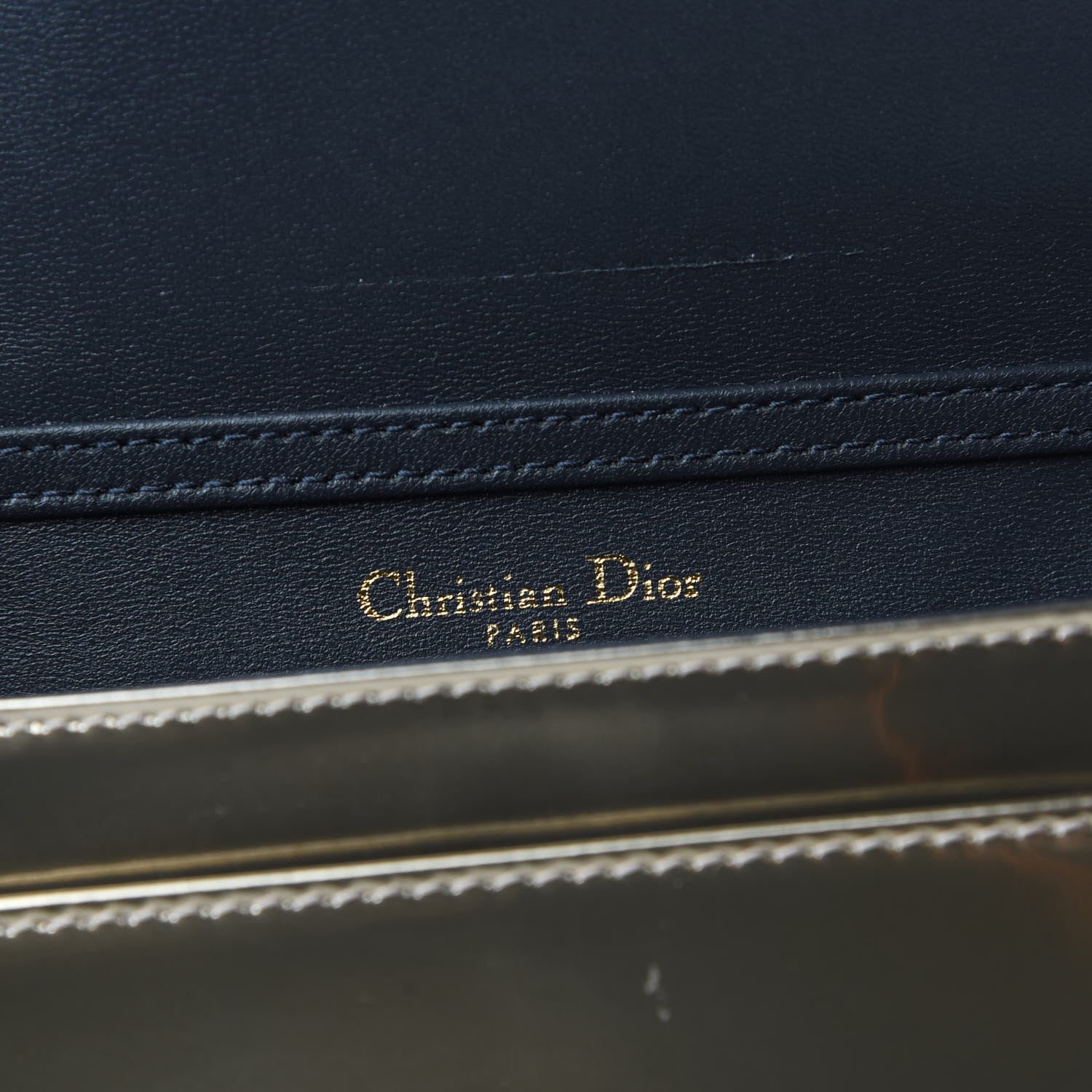 Christian Dior Metallic Patent Micro-Cannage Diorama Wallet on Chain Pouch Gold 8 of 9