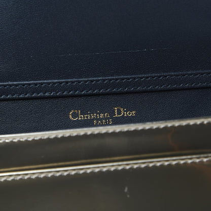 Christian Dior Metallic Patent Micro-Cannage Diorama Wallet on Chain Pouch Gold 8 of 9