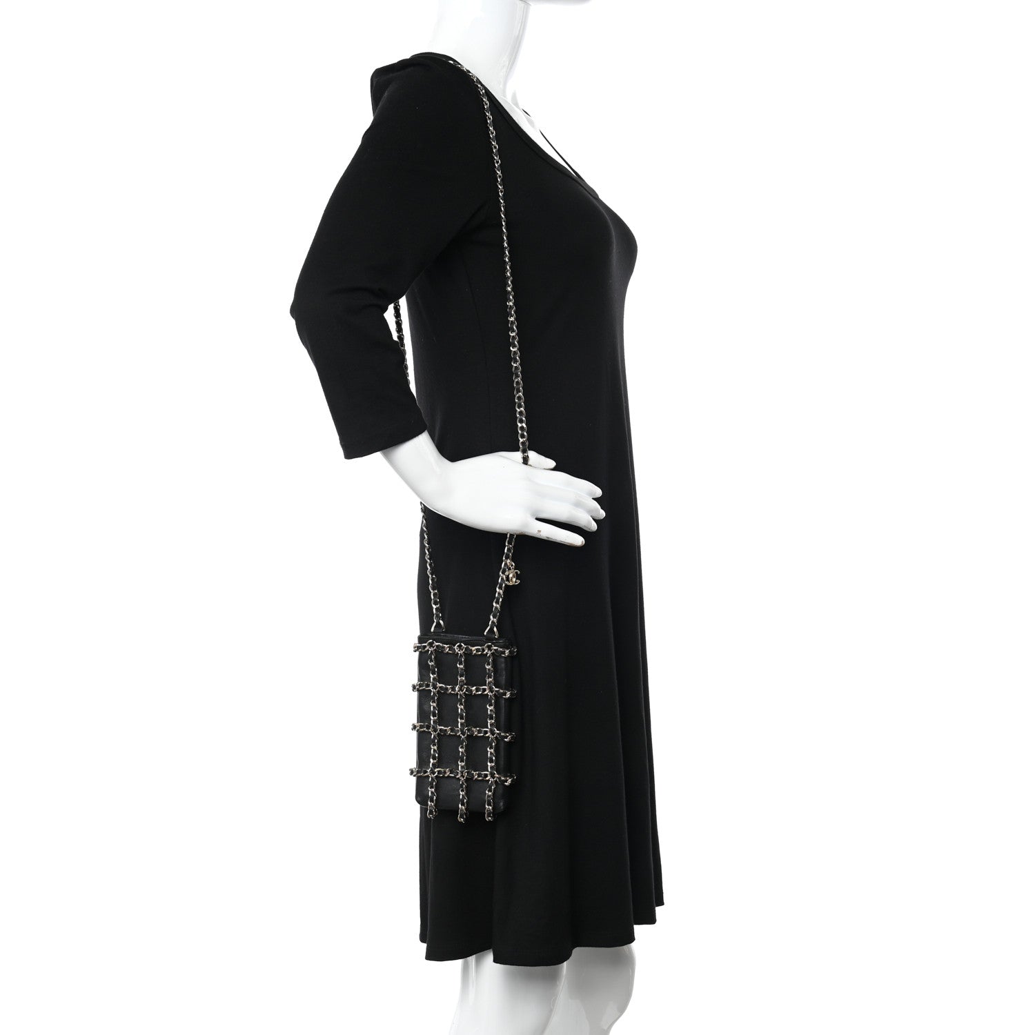 Chanel Lambskin Tech Me Out Clutch With Chain Black 2 of 12