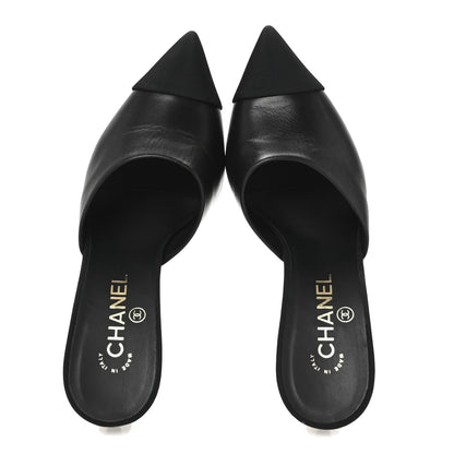 Chanel Goatskin Grosgrain Cap Toe Pearl Mule 38.5 Black 2 of 11