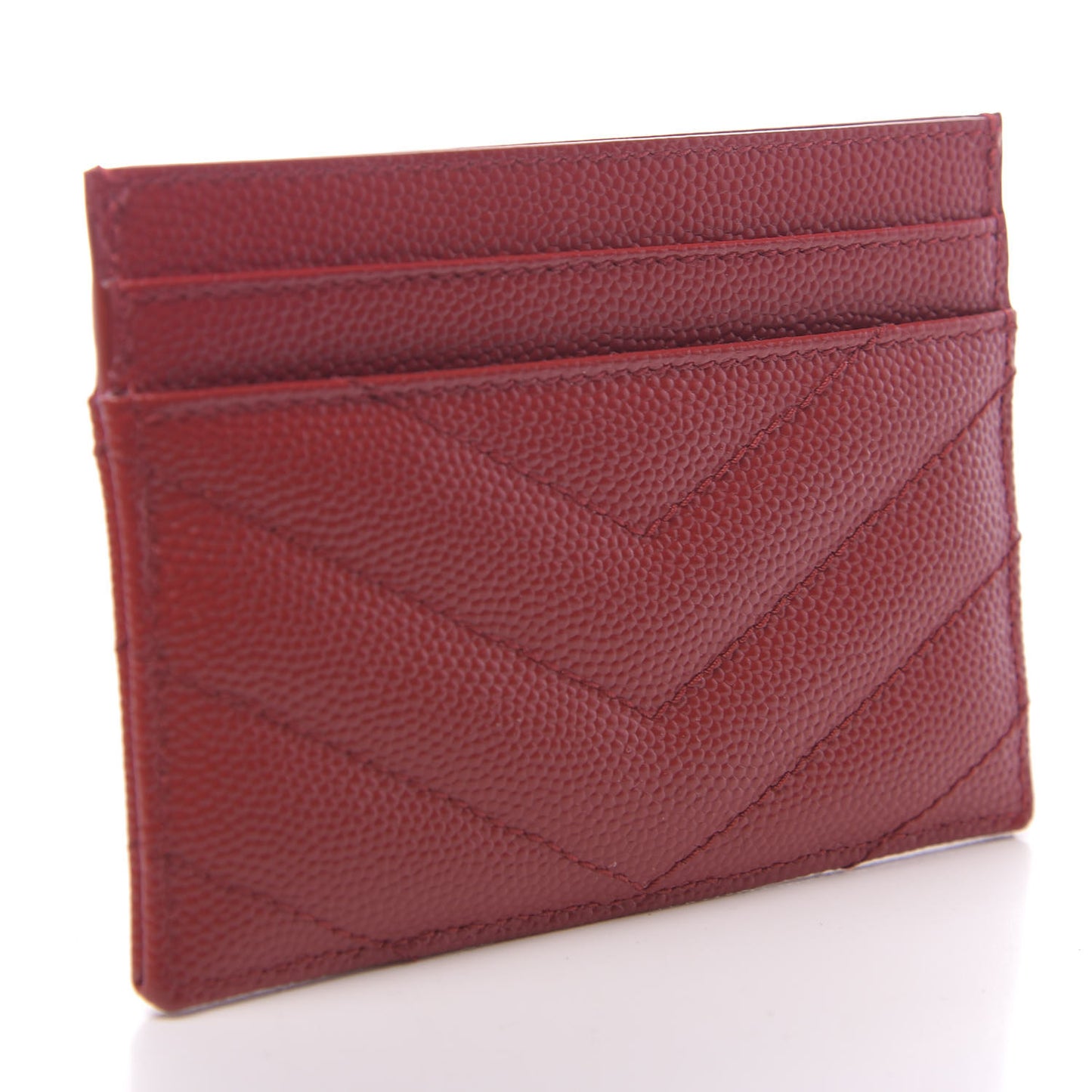 Grain De Poudre Matelasse Chevron Monogram Credit Card Case New Red