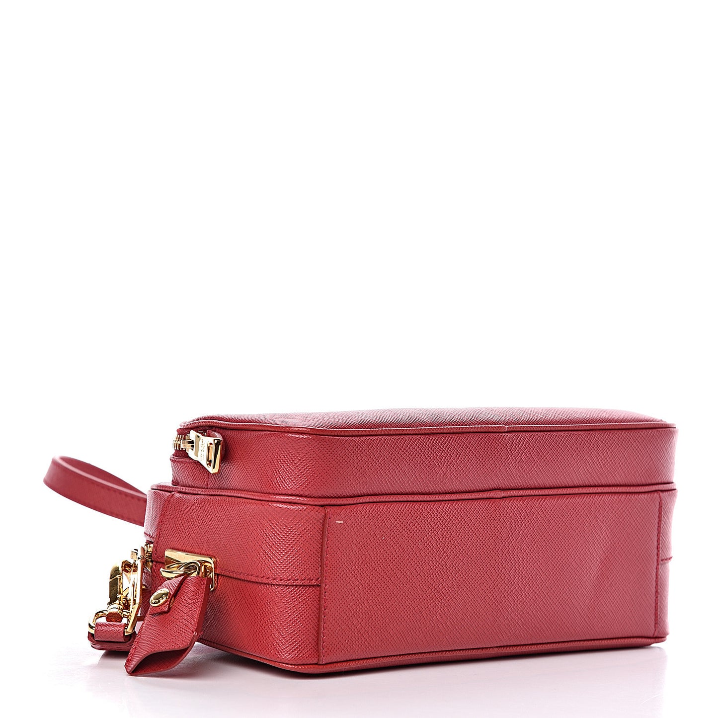 Saffiano Lux Double Zip Crossbody Bag Fuoco