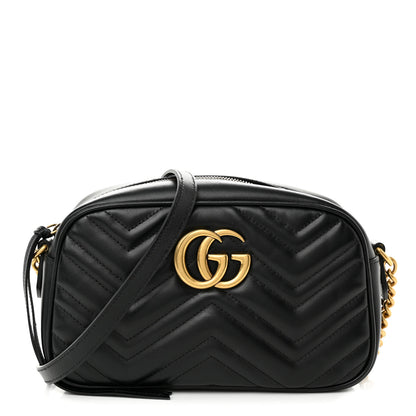 Gucci Calfskin Matelasse Small GG Marmont Chain Shoulder Bag Black 1 of 10