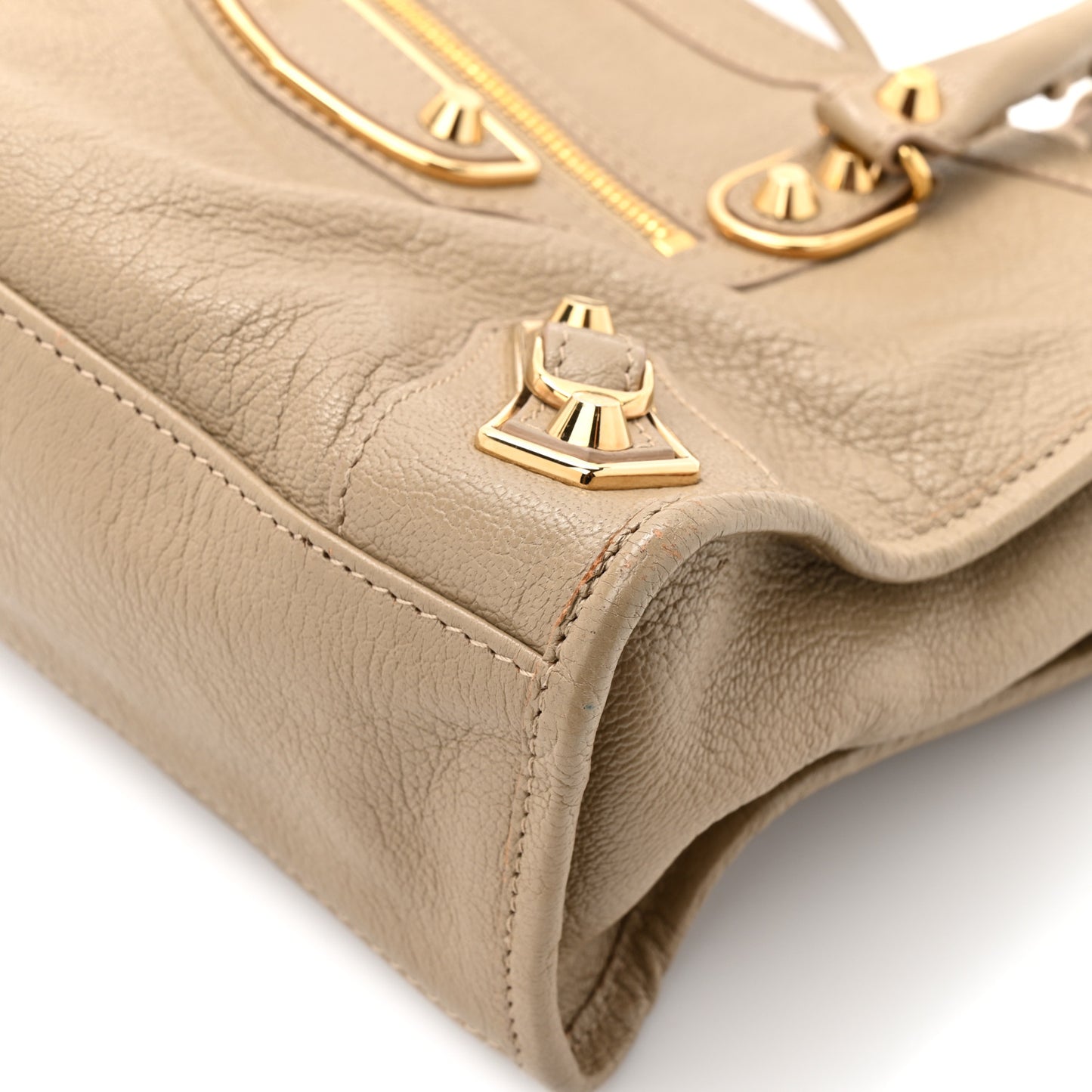 Chevre Gold Metallic Edge Hardware S City Beige Latte