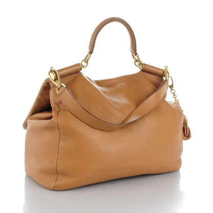 Dolce & Gabbana Grained Deerskin Large Miss Sicily Satchel Camel 3 of 11